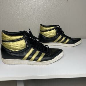 Adidas Hidden Heel Shoes Sz 9 Women Black Gold High Top Sneaker G96090 RARE Y2K